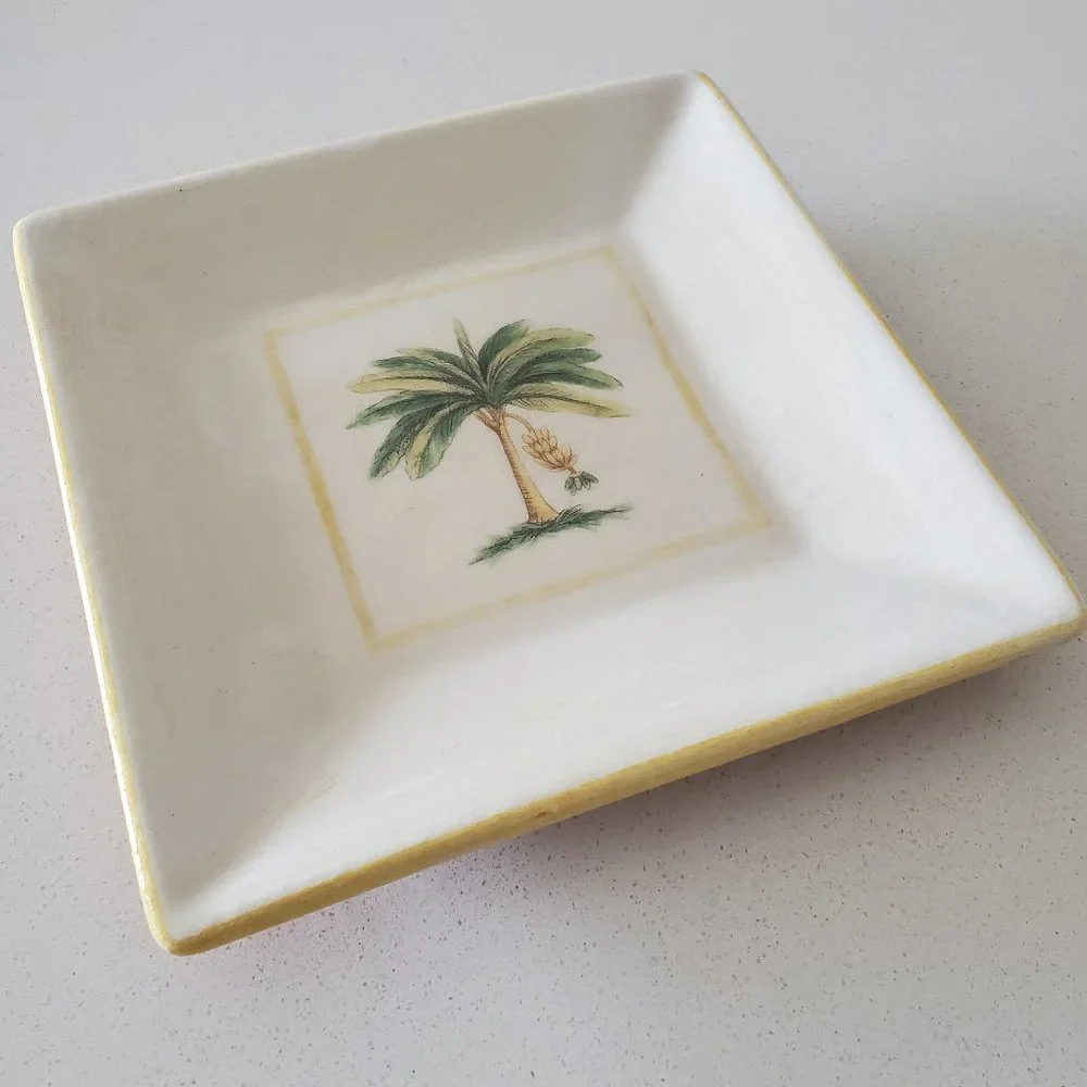 Williams Sonoma Verano Tile Banana Tree Plate Made in Italy